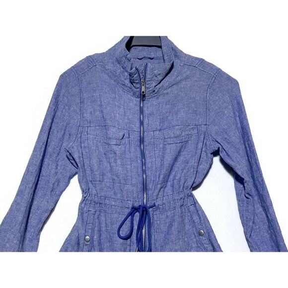 Old Navy Lightweight Zip Up Jacket Women's Size Large Light Blue w/Drawstring - Picture 4 of 7